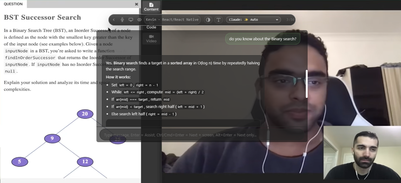 What you see on your monitor — the SmartPass overlay floats on top with live AI answers